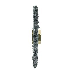 Roughneck® 08756V Narrow Face Root Pass Wheel Brush With Nut, 5 in Dia Brush, 3/16 in W Face, 0.02 in Dia Stringer Bead Knot Filament/Wire, 5/8-11 Arbor Hole