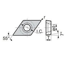 SUMITOMO 2NC-DCGA32.50.5-BNC200 SUMIBORON Turning Insert, ANSI Code: 2NC-DCGA32.50.5-BNC200, DCGA Insert, Material Grade: H, 32.50.5 Insert, Diamond Shape, 11 Seat, Positive Rake, Neutral Cutting, For Use On Hardened Steel, PCBN