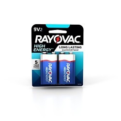 Spectrum Brands Rayovac® A1604-2K Alkaline Battery, Alkaline Chemical System, 9 V Nominal Voltage