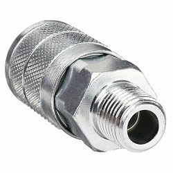 Speedaire 30E744 Quick Connect Hose Coupling, Steel, Silver