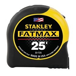 Stanley® Black & Decker 33-725 Measuring Tape, 25 ft Blade Length, 1-1/4 in Blade Width, Steel Blade, Measuring System: SAE, Graduations: 1/16 in