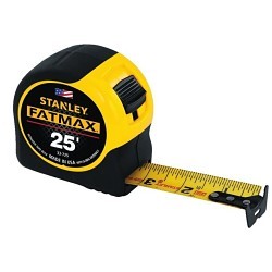 Stanley® Black & Decker 33-725 Measuring Tape, 25 ft Blade Length, 1-1/4 in Blade Width, Steel Blade, Measuring System: SAE, Graduations: 1/16 in