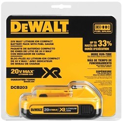 Stanley® Black & Decker DeWALT® DCB203 Lithium Battery, Lithium-ion, 20 V Nominal, 2 Ah Nominal Capacity