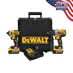 Stanley® Black & Decker DeWALT® DCK299P2 Cordless Hammer Drill and Impact Driver Combo, 1/2 in Drive, 20 V, Battery Included: Yes