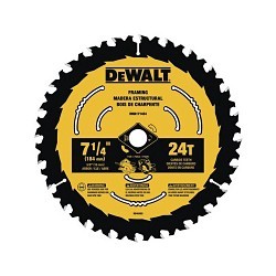 Stanley® Black & Decker DeWALT® DWA171424 Circular Saw Blade, 7-1/4 in Dia, 5/8 in Arbor, Carbide Tipped Blade, 24 Teeth