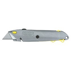 Stanley Black & Decker STANLEY® 10-499 Utility Knife, 3-Position/Retractable Blade, Push Button Blade Change Method, Carbon Steel Blade, Number of Blades Included: 3, 6-3/8 in Overall Length