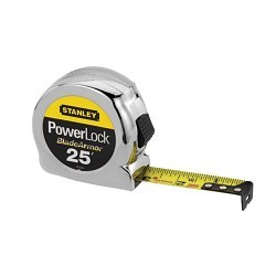 Stanley Black & Decker STANLEY® 33-525 Reinforced Tape Rule, 25 ft Blade Length, 1 in Blade Width, Mylar® Polyester Film Blade, Imperial/Metric Measuring System