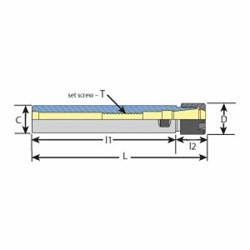 TECHNIKS 04896 ER16 Single End Straight Shank Collet Chuck Extension, 6-1/2 in L, 3/4 in OAD, 0.984 in L Gage