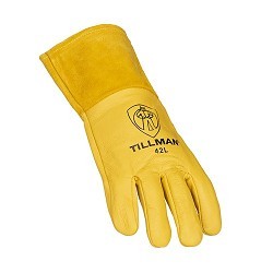 TILLMAN® TIL42L Welding Gloves, Large, #9, Goatskin, Gold/Tan, Foam, Straight Cuff, 13.5 in Length, Left and Right