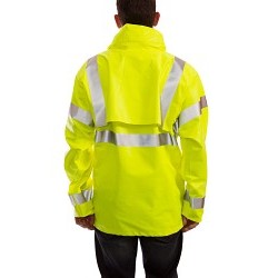 Tingley Eclipse J44122-5X Rain Jacket, Rain, Men's, 5X-Large, Yellow/Green, PVC/Nomex Lining, Resists: Flame, High-Visibility: Yes, Packable Hood in Collar Hood, 74 in Chest
