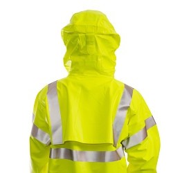 Tingley Eclipse J44122-5X Rain Jacket, Rain, Men's, 5X-Large, Yellow/Green, PVC/Nomex Lining, Resists: Flame, High-Visibility: Yes, Packable Hood in Collar Hood, 74 in Chest