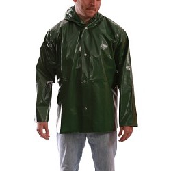 Tingley Iron Eagle® J22168-L Rain Jacket, Rain, Unisex, Large, Green, Nylon/Polyurethane, Resists: Alkalis, Hydrocarbon Oils, Organic Acids, Organic Solvents, Salts, High-Visibility: No, Attached Hood, 44-46 in Chest