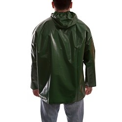 Tingley Iron Eagle® J22168-L Rain Jacket, Rain, Unisex, Large, Green, Nylon/Polyurethane, Resists: Alkalis, Hydrocarbon Oils, Organic Acids, Organic Solvents, Salts, High-Visibility: No, Attached Hood, 44-46 in Chest