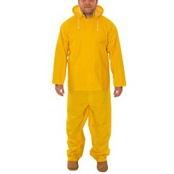 Tingley S53307-XXL Rain Suit, 2X-Large, Yellow, PVC on Polyester Fabric, 52 in Waist, 32 in Inseam Length, Detachable Hood, 61 in Chest