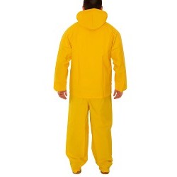 Tingley S53307-XXL Rain Suit, 2X-Large, Yellow, PVC on Polyester Fabric, 52 in Waist, 32 in Inseam Length, Detachable Hood, 61 in Chest