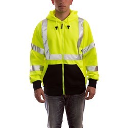 Tingley S78122-XXL Zipper Front Hoodie, High-Visibility Black/Green, Polyester, 58 in Chest, 2X-Large