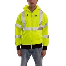 Tingley S78122-XXL Zipper Front Hoodie, High-Visibility Black/Green, Polyester, 58 in Chest, 2X-Large