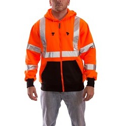 Tingley S78122-XXL Zipper Front Hoodie, High-Visibility Black/Green, Polyester, 58 in Chest, 2X-Large