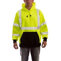 Tingley S78322-XXL Pullover Hoodie, High-Visibility Black/Green, Polyester, 58 in Chest, 2X-Large