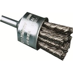 UA® SAIT® 02704 End Brush, 1 in Brush Dia, Knot Wire, 0.02 in Filament/Wire Diameter, Stainless Steel Fill, 1-1/8 in Trim Length