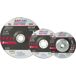 UA® SAIT® 22021 Depressed Center Wheel, 4-1/2 in Wheel Dia, 0.045 in Wheel Thickness, 7/8 in Center Hole, 60 Grit, Aluminum Oxide Abrasive