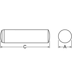 United Dowel Pin DOWMH-100-045 Dowel Pin, M10 Dia, 45 mm Overall Length, Alloy Steel, Plain, Hardened