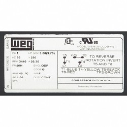 WEG 12882730 Air Compressor Motor, 230 VAC Coil, 20.3 A Maximum Load Current