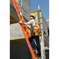 WERNER® D6240-2 Extension Ladder, 40 ft Overall Length, ANSI Code: A14.5-2007, 300 lb Load, Fiberglass