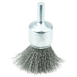 Weiler® 10006 End Brush, 3/4 in Brush Dia, Crimped Wire, 0.0104 in Filament/Wire Diameter, Steel Fill, 7/8 in Trim Length
