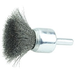 Weiler® 10006 End Brush, 3/4 in Brush Dia, Crimped Wire, 0.0104 in Filament/Wire Diameter, Steel Fill, 7/8 in Trim Length