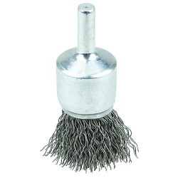 Weiler® 10008 End Brush, 3/4 in Brush Dia, Crimped Wire, 0.02 in Filament/Wire Diameter, Steel Fill, 7/8 in Trim Length