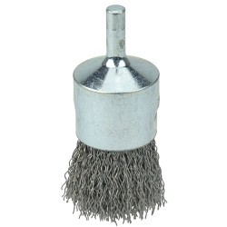 Weiler® 10011 End Brush, 1 in Brush Dia, Crimped Wire, 0.014 in Filament/Wire Diameter, Steel Fill, 1 in Trim Length