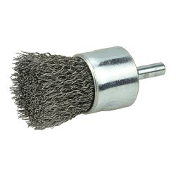 Weiler® 10011 End Brush, 1 in Brush Dia, Crimped Wire, 0.014 in Filament/Wire Diameter, Steel Fill, 1 in Trim Length