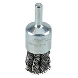 Weiler® 10028 End Brush, 1-1/8 in Brush Dia, Knot Wire, 0.02 in Filament/Wire Diameter, Steel Fill, 7/8 in Trim Length