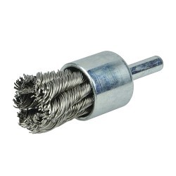 Weiler® 10030 End Brush, 3/4 in Brush Dia, Knot Wire, 0.02 in Filament/Wire Diameter, Stainless Steel Fill, 7/8 in Trim Length