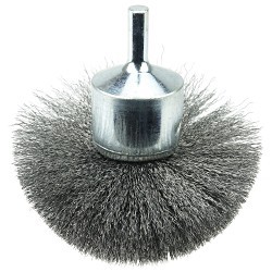 Weiler® 10041 End Brush, 3 in Brush Dia, Circular Flared Crimped Wire, 0.008 in Filament/Wire Diameter, Steel Fill