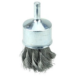 Weiler® 10141 End Brush, 1-1/8 in Brush Dia, Knot Wire, 0.006 in Filament/Wire Diameter, Steel Fill, 1-1/8 in Trim Length