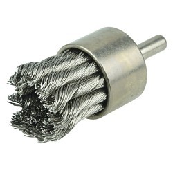 Weiler® 10392 Cup Brush, 1-1/8 in Brush Dia, 0.014 in Filament/Wire Diameter, Knot Wire, Stainless Steel Fill