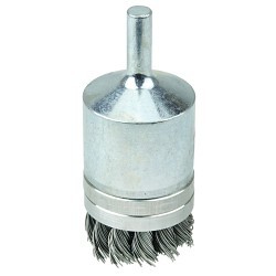 Weiler® 11141 End Brush, 1-1/8 in Brush Dia, Banded Knot Wire, 0.02 in Filament/Wire Diameter, Steel Fill, 3/8 in Trim Length