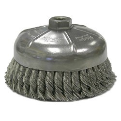 Weiler® 12376 Cup Brush, 6 in Brush Dia, 5/8-11 UNC in Arbor Hole, 0.023 in Filament/Wire Diameter, Knot Wire, Steel Fill