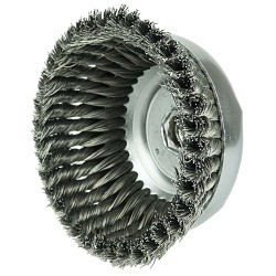 Weiler® 12376 Cup Brush, 6 in Brush Dia, 5/8-11 UNC in Arbor Hole, 0.023 in Filament/Wire Diameter, Knot Wire, Steel Fill
