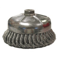Weiler® 12856 Cup Brush, 6 in Brush Dia, 5/8-11 UNC in Arbor Hole, 0.023 in Filament/Wire Diameter, Knot Wire, Steel Fill