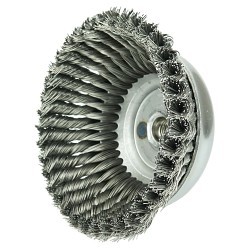 Weiler® 12856 Cup Brush, 6 in Brush Dia, 5/8-11 UNC in Arbor Hole, 0.023 in Filament/Wire Diameter, Knot Wire, Steel Fill