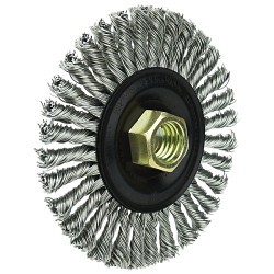 Weiler® 13138 Stringer Wheel, 4 in Brush Dia, 3/16 in Face Width, 0.02 in Filament/Wire Diameter, Bead Wire, 5/8-11 UNC in Arbor Hole