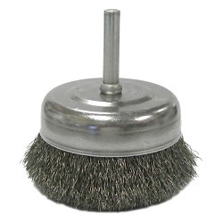 Weiler® 14315 Cup Brush, 2-1/2 in Brush Dia, 0.008 in Filament/Wire Diameter, Crimped Wire, Steel Fill