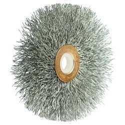 Weiler® 16963 Wheel Brush, 3 in Brush Dia, 5/8 in Face Width, 0.0118 in Filament/Wire Diameter, Crimped Wire, 1/2 to 3/8 in Arbor Hole