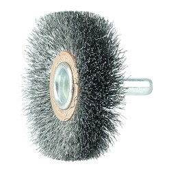 Weiler® 17610 Narrow Face Wheel, 2 in Brush Dia, 3/8 in Face Width, 0.0118 in Filament/Wire Diameter, Crimped Wire