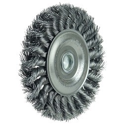 Weiler® 17689 Stem-Mounted Wheel, 4 in Brush Dia, 1/2 in Face Width, 0.02 in Filament/Wire Diameter, Knot Wire