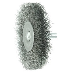 Weiler® 17964 Radial Wheel, 3 in Brush Dia, 1/2 in Face Width, 0.008 in Filament/Wire Diameter, Crimped Wire