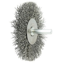 Weiler® 17967 Radial Wheel, 3 in Brush Dia, 1/2 in Face Width, 0.02 in Filament/Wire Diameter, Crimped Wire